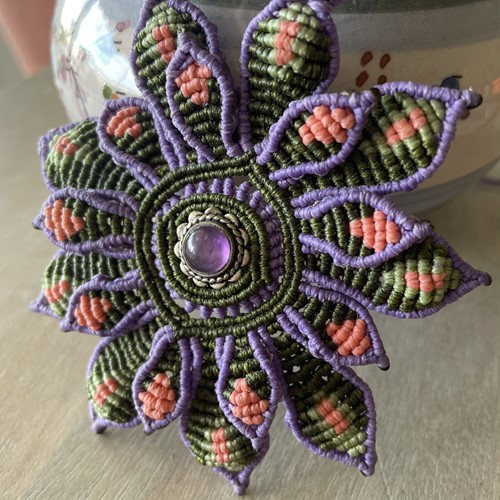 Μακραμέ κολιέ με Αμέθυστο